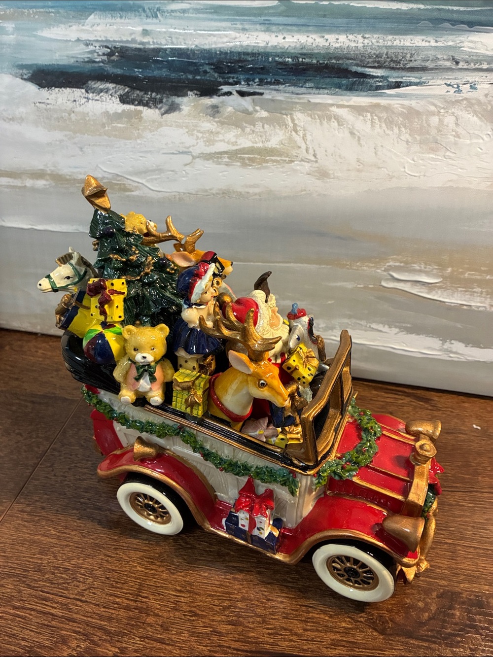 Fitz & Floyd Musical - Festive Red Santa Sleigh Car Holiday Figurine - Picture 3 of 9